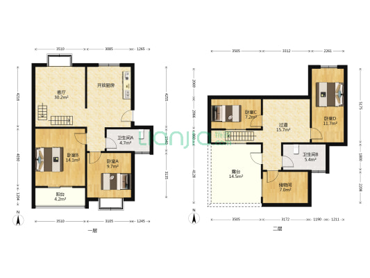 西塘河花园 4室1厅2卫 110平方