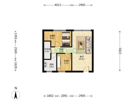 府前路(越秀) 2室1厅1卫 52平方