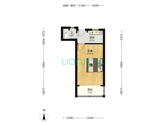 许昌路1483弄 1室0厅1卫 30平方