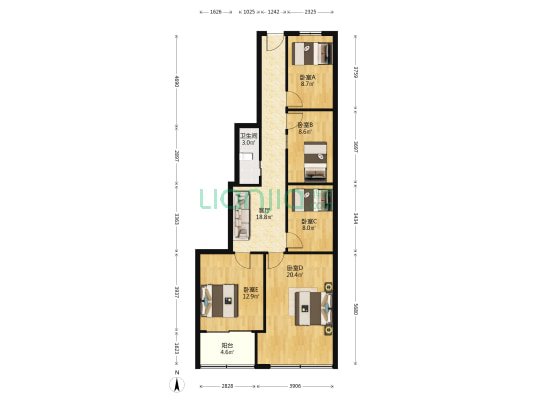 园林正兴 5室1厅1卫 170平方