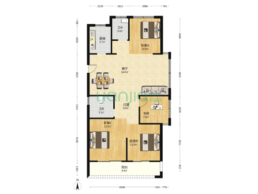 济仁华庭 4室1厅2卫 143平方