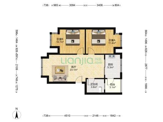 惠安西苑 2室1厅1卫 67平方
