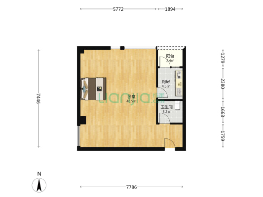 国际公馆 1室0厅1卫 80平方