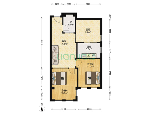 锦绣新城四期 2室2厅1卫 83平方