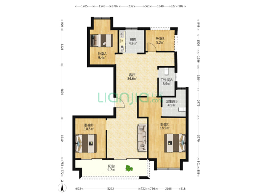 宋都·如意铭著 4室1厅2卫 125平方