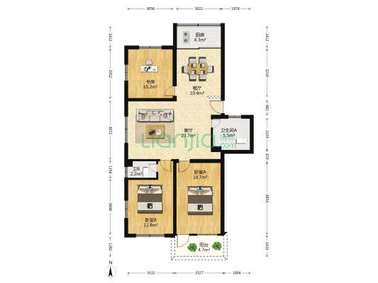 西金小区 3室2厅2卫 99平方
