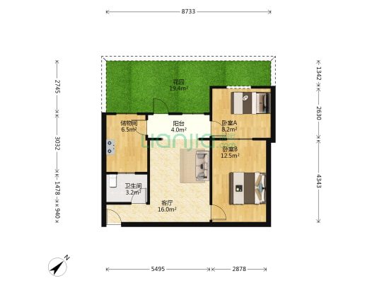 银沙正街2号 2室1厅1卫 49平方