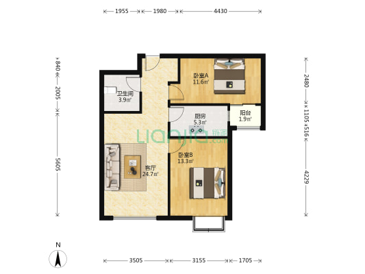 德信公园旁边的社区，居住舒适，采光好-户型图