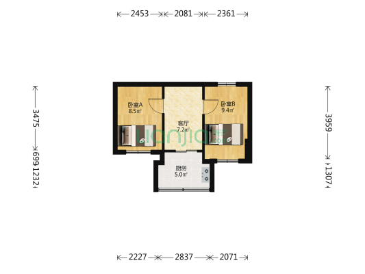 白竹街 2室1厅0卫 38平方