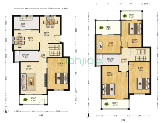 龙熙庄园 5室3厅2卫 196平方