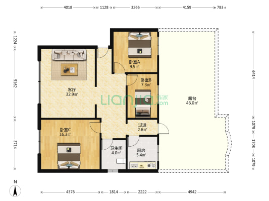 怡和苑 3室1厅1卫 92平方