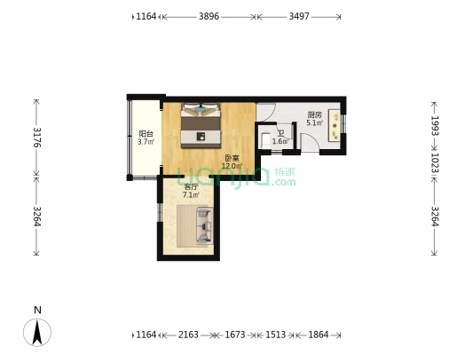 芷江中路413弄 1室1厅1卫 38平方