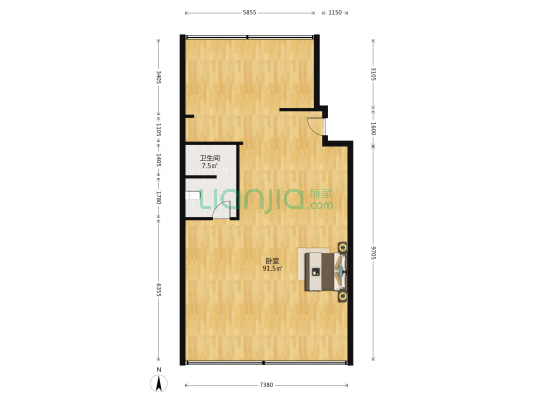 慧园商务公寓 1室0厅1卫 93平方