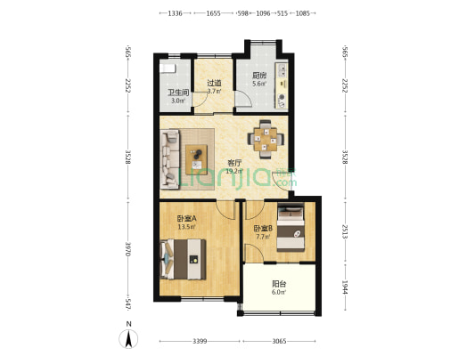 二八八社区 2室1厅1卫 68平方