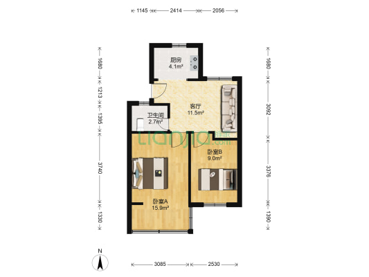 勤丰小区 2室1厅1卫 53平方