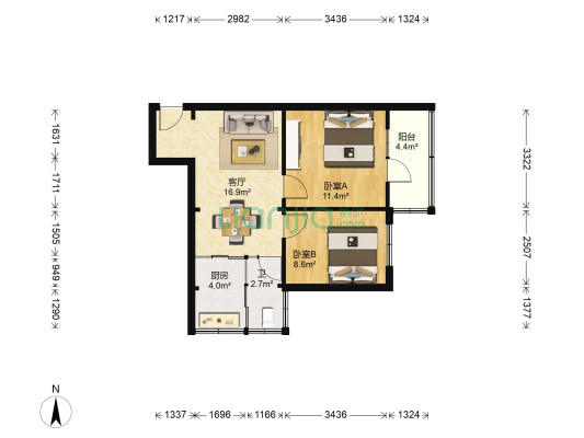 省公路局家属院 2室1厅1卫 62平方