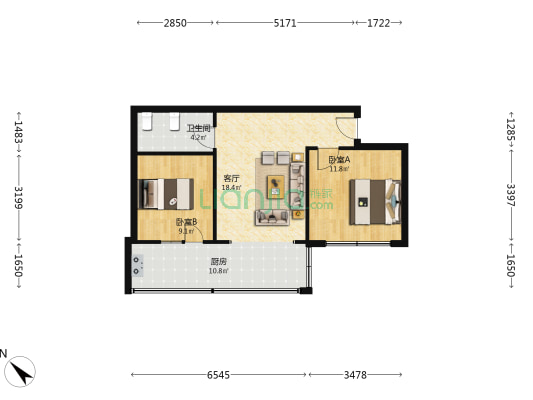 贵棉村 2室1厅1卫 62平方