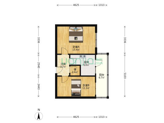 清明七道街 2室0厅0卫 53平方