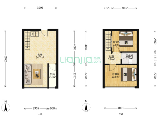 天府银通·极客悦层 2室1厅1卫 42平方