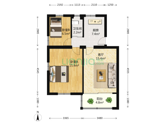环城西路 2室1厅1卫 58平方