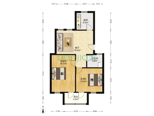 绿杨一村 2室1厅1卫 90平方