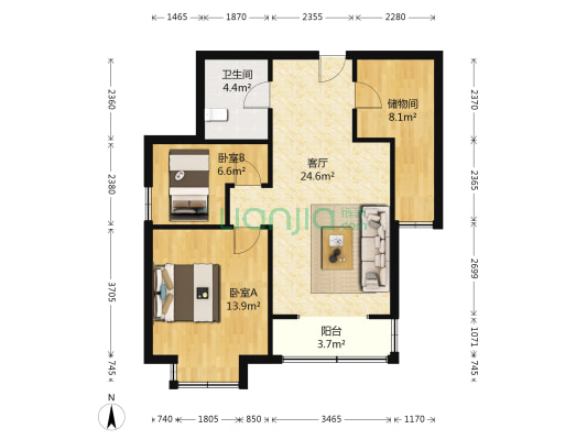 富民里 2室1厅1卫 85平方
