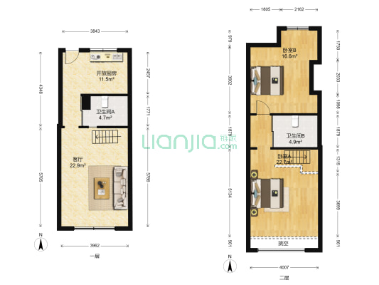 富苑华城 2室1厅2卫 54平方