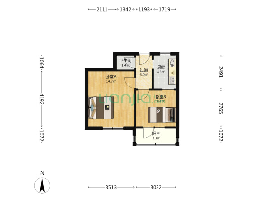 东风里三段 2室0厅1卫 42平方