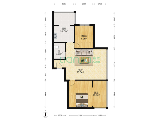 东滨广场 1室1厅1卫 86平方