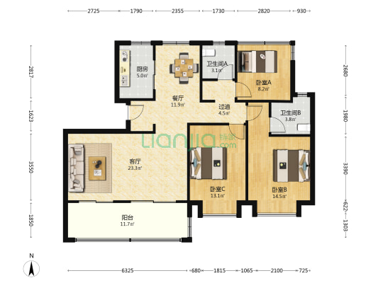 佳源誉和湾 3室2厅2卫 127平方