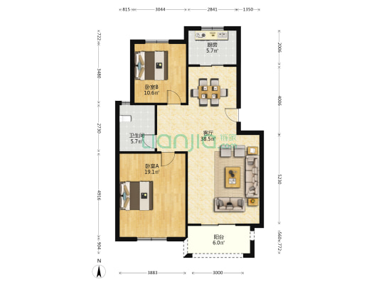 直塘新居 2室1厅1卫 101平方