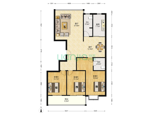 圣世华庭 3室2厅2卫 170平方