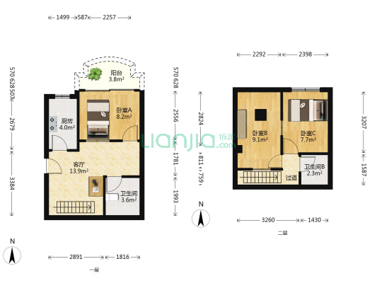 台江园 3室1厅2卫 39平方