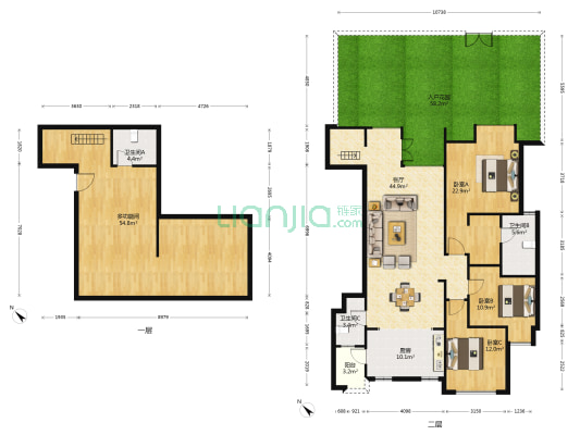 品质小区 一楼带大花园和地下室 随时可以看房-户型图