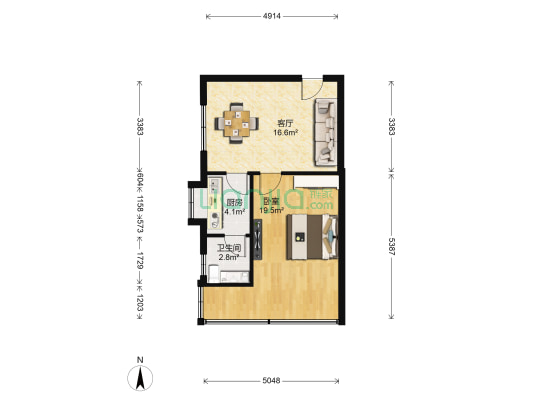 洪都新村 1室1厅1卫 58平方