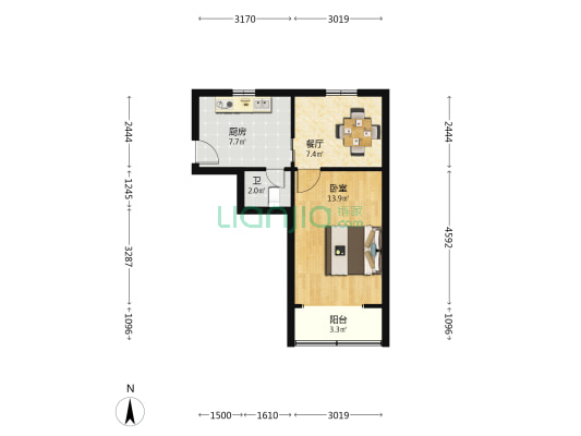 漆厂新村 1室1厅1卫 44平方