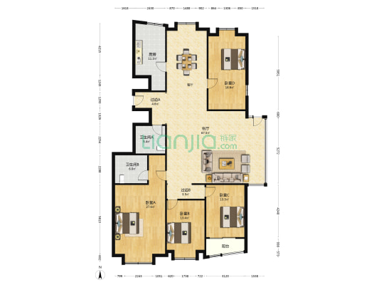 裕龙大厦 4室1厅2卫 243平方