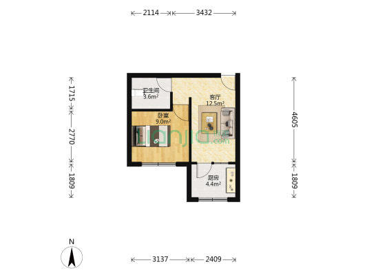 前锋小区 1室1厅1卫 41平方