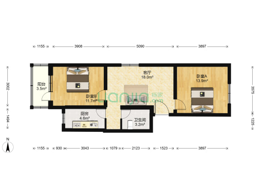 慧华苑 2室1厅1卫 76平方