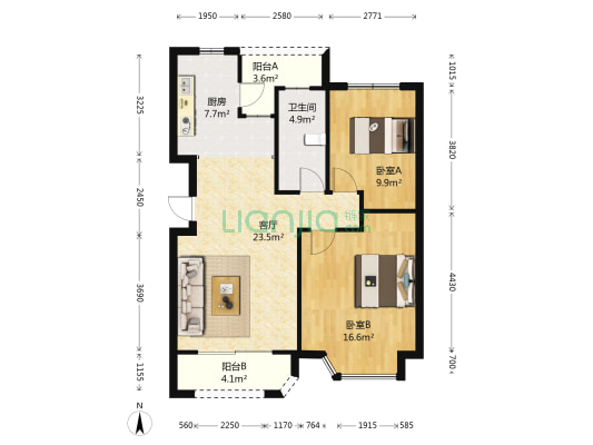 仁和金鼎公寓 2室1厅1卫 87平方