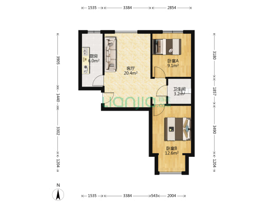兴泰里西区 2室1厅1卫 71平方