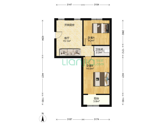 蓓蕾村东 2室1厅1卫 58平方