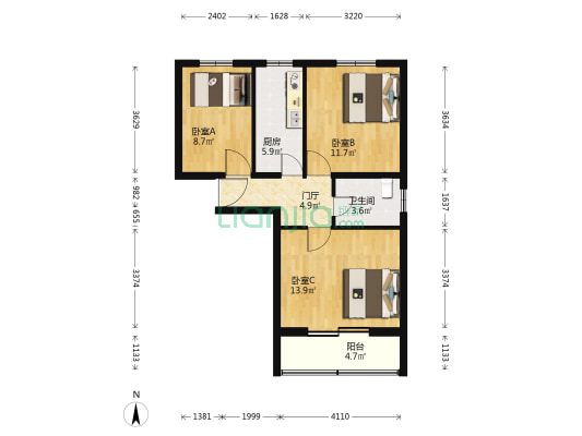 交大东路4号院 3室0厅1卫 70平方