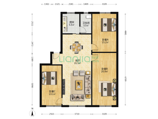 天台路340号 3室1厅1卫 114平方