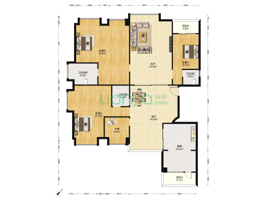 中天世纪新城六组团 4室2厅3卫 258平方