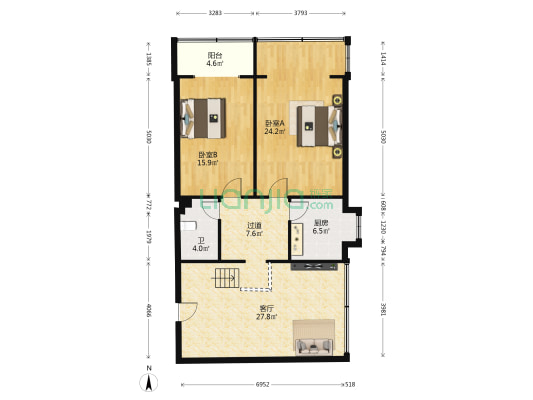 世纪新村 2室1厅1卫 108平方