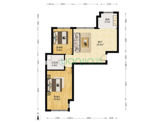 智慧领域 2室1厅1卫 91平方