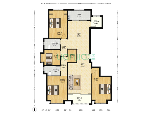 泰禾金尊府 4室2厅2卫 177平方