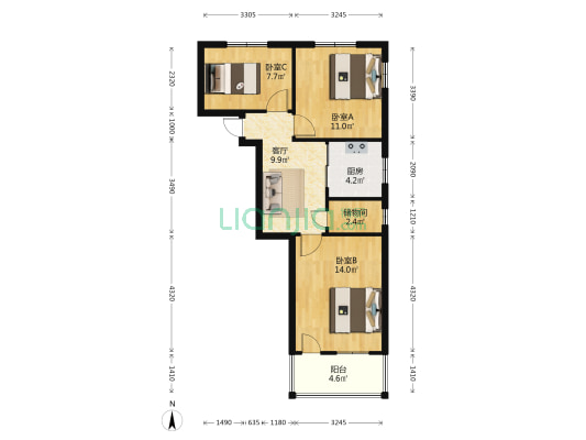 乐群路7号 3室1厅0卫 66平方