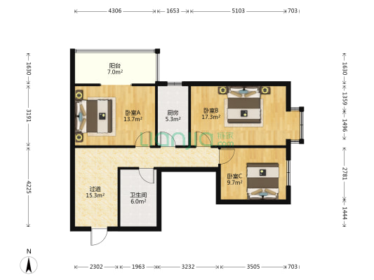 吉祥茗居 3室0厅1卫 100平方